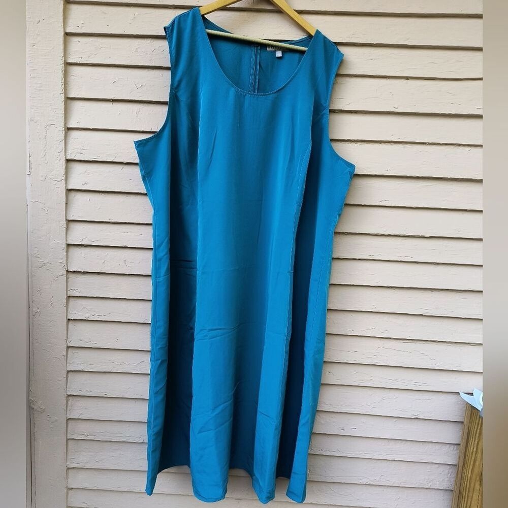 Woman Within Teal Blue Two-Piece Button Front Dress Set - Picture 10 of 13